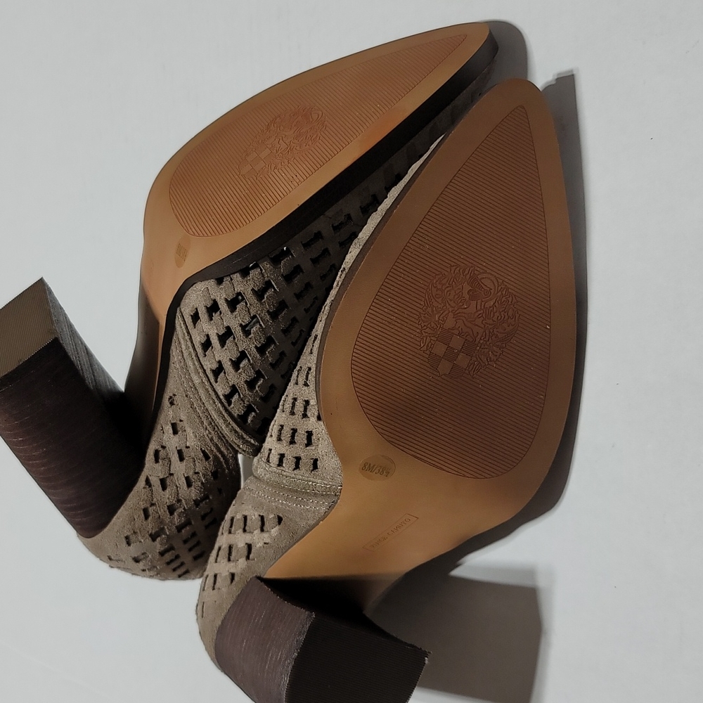 VINCE CAMUTO Brown Suede Ankle Boots Womens High Heel Booties Size 8M - Picture 14 of 16